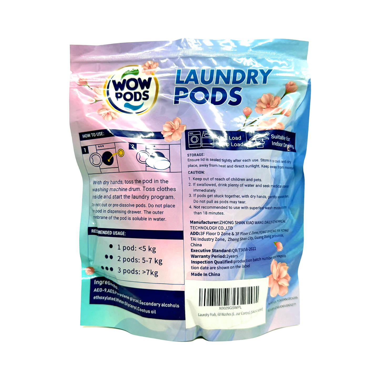 WOW PODS Deodorising Laundry Capsules (Sakura Scent) 去污除臭洗衣珠 (櫻花香味) 60pcs