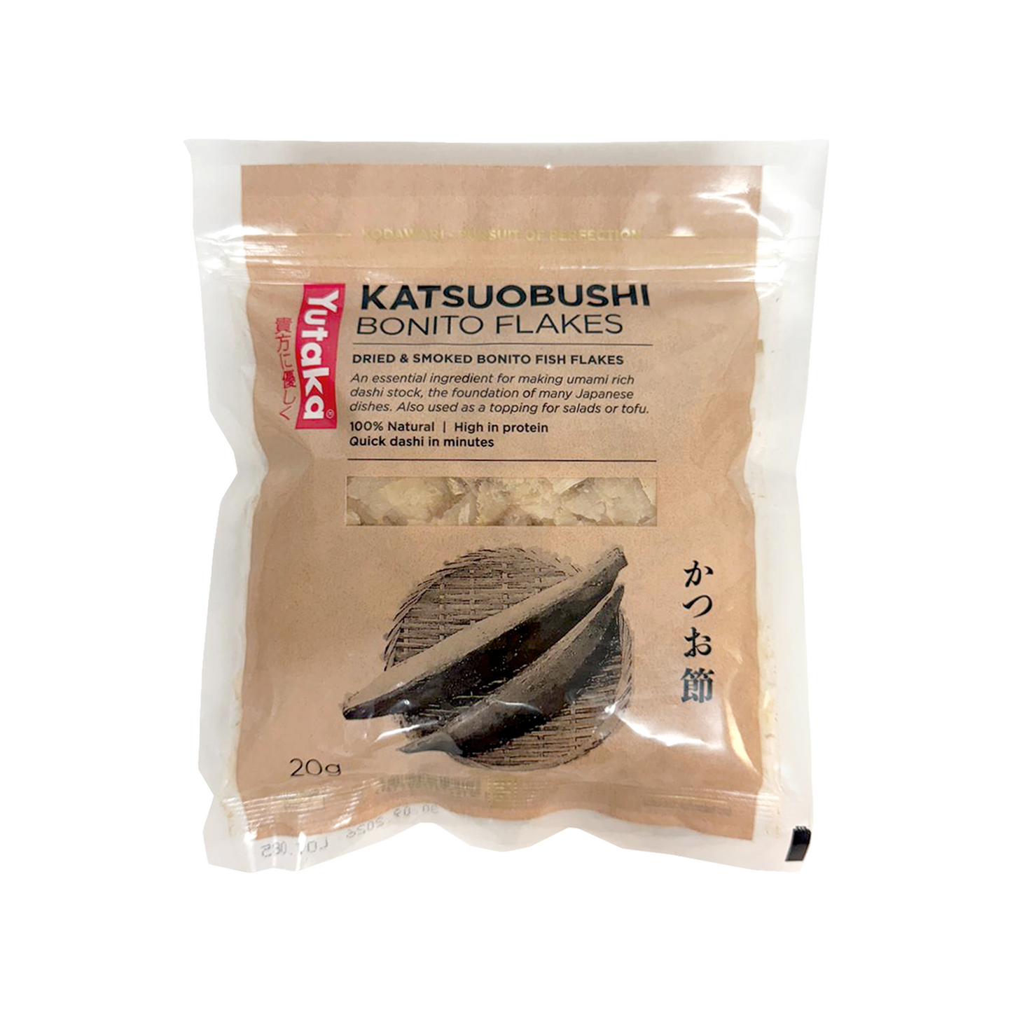 Package of Yutaka Katsuobushi Bonito Flakes on a white background