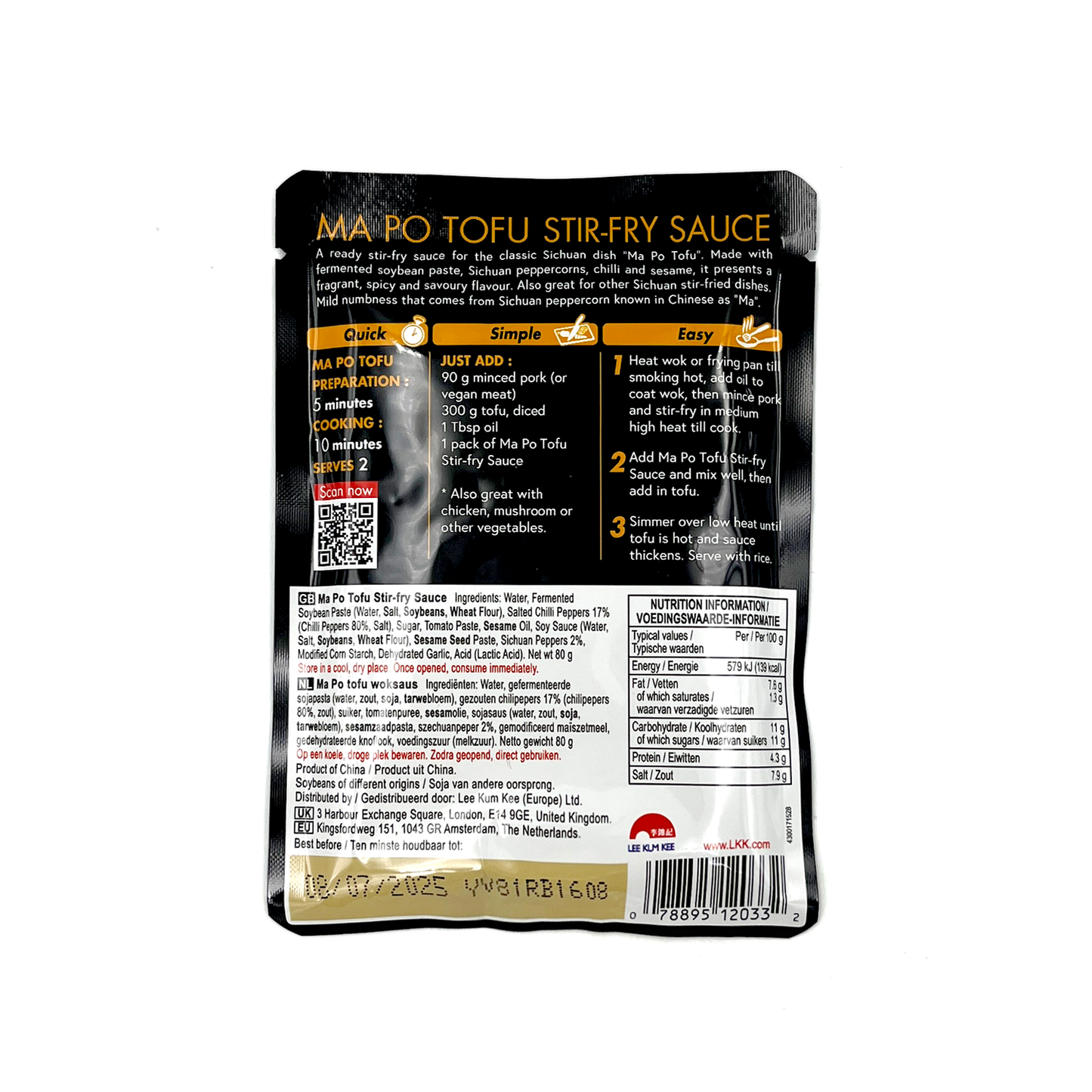 李錦記麻婆豆腐醬 LEE KUM KEE Ma Po Tofu Stir Fry Sauce 80g